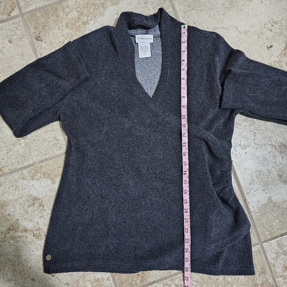 Soft Surroundings Womens Petite Medium Charcoal Faux Wrap Sweater Cozy Preppy - Picture 6 of 6